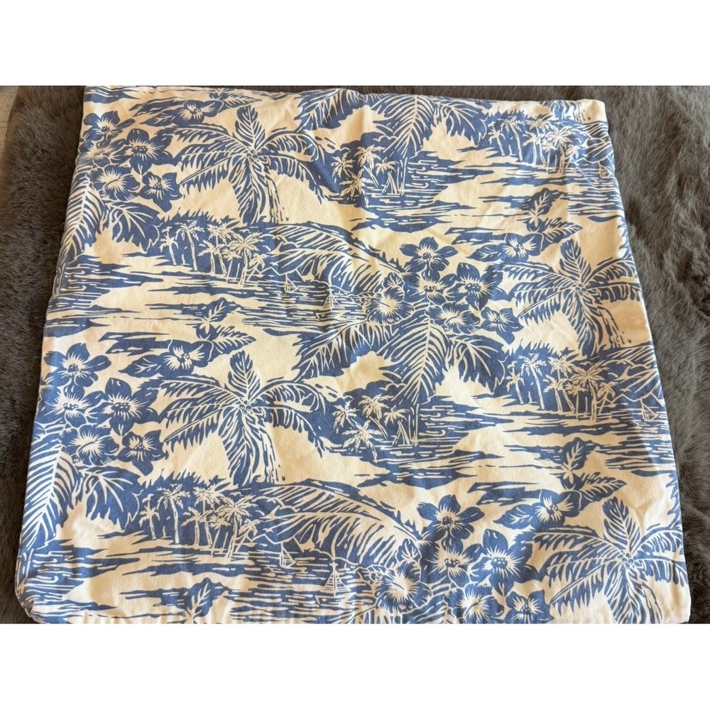 Tommy Bahama Blue White Tropical Palm Floral Decorative Throw Pillow Cover 20in